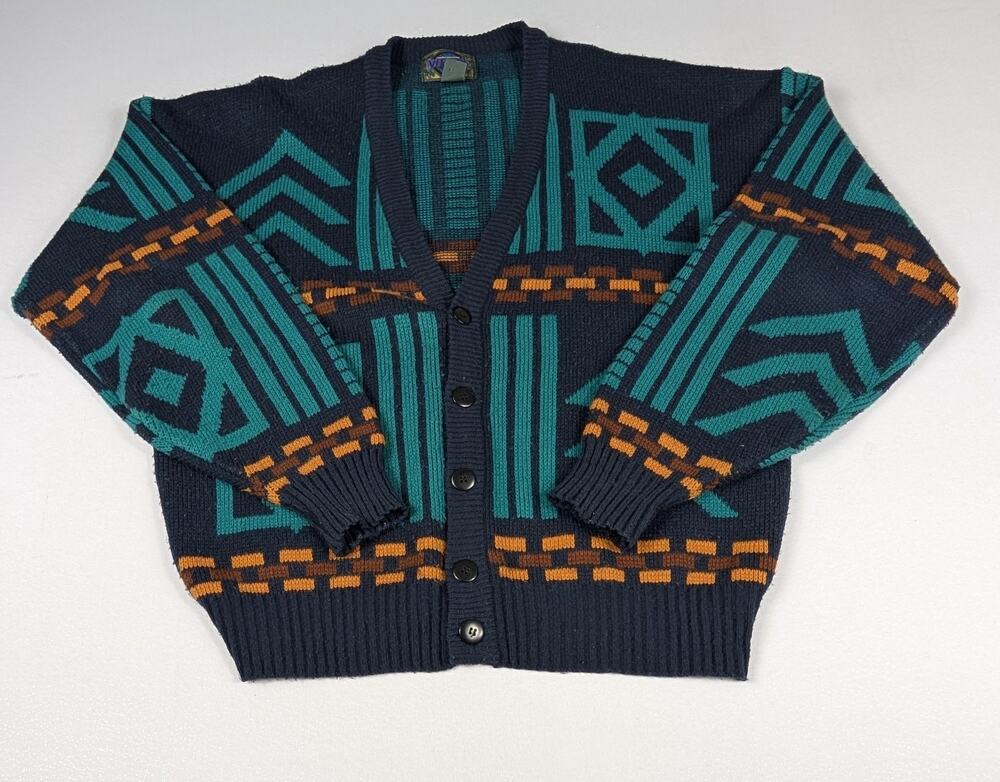 Vintage Weeds Sweater Mens Large 100% Acrylic 80's Made Korea XL